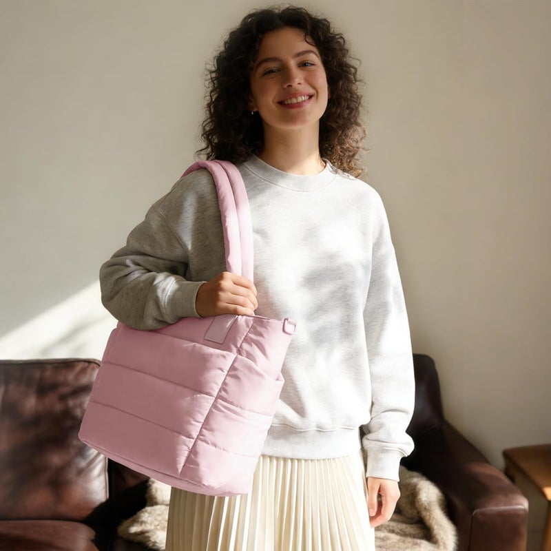 GASSDA Tote Bag for Women Puffer Tote Bag Large Nurse Bags Shoulder Handbag with Zipper for Work Travel - Image 2